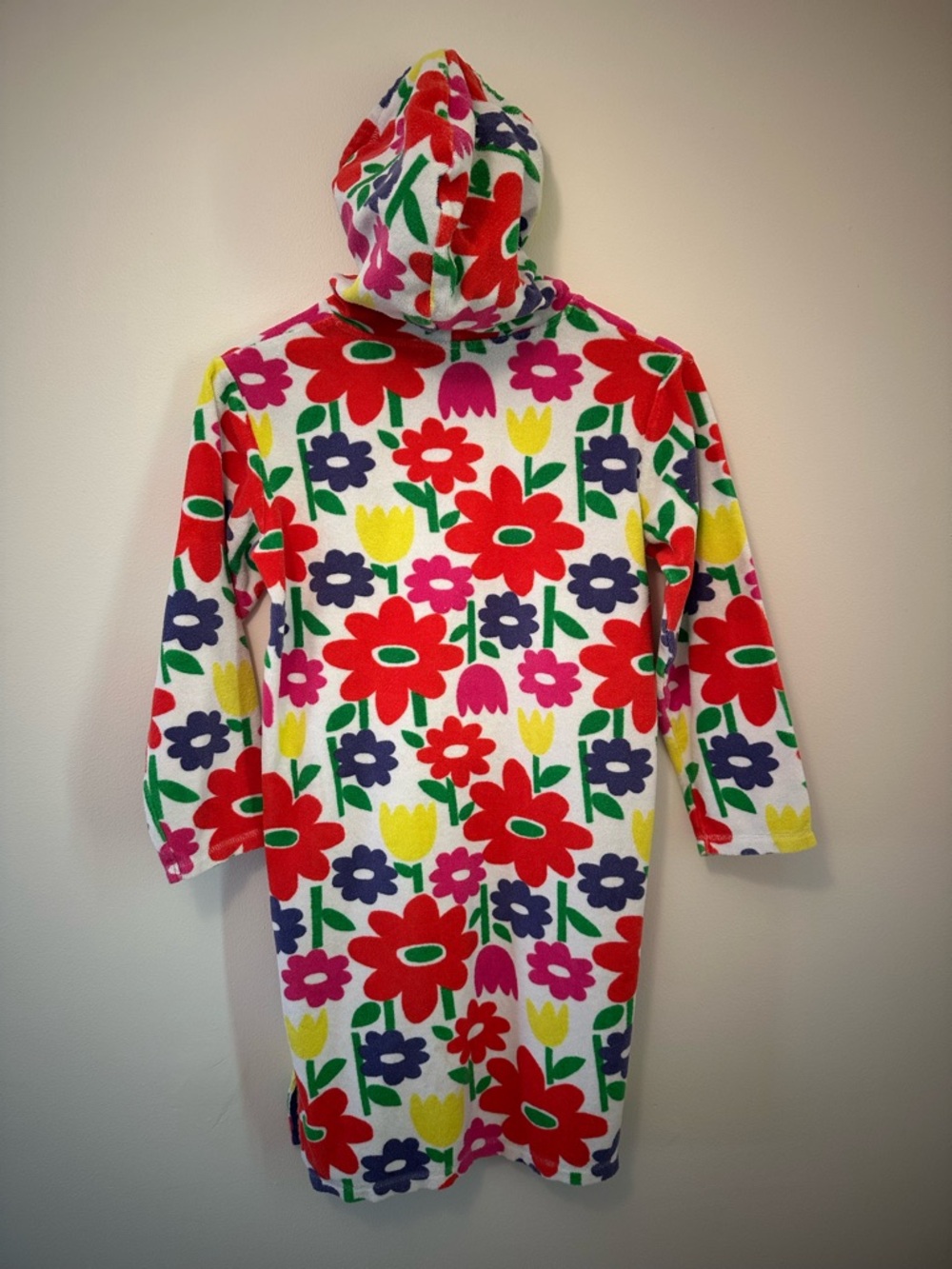 Mini Boden Vibrant Floral Swim Towel Coverup with Navy Cotton Lined Hood - Picture 3 of 4